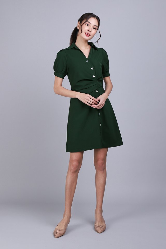 Germaine Dress In Forest Green
