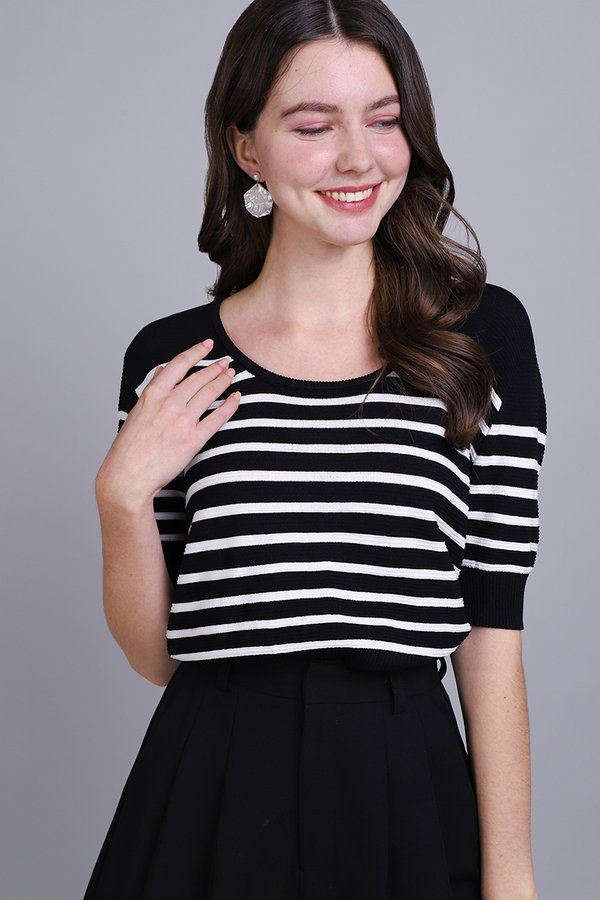 Brigitte Top In Black Stripes