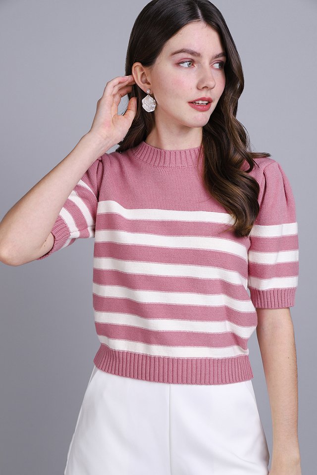 Raelyn Top In Pink Stripes