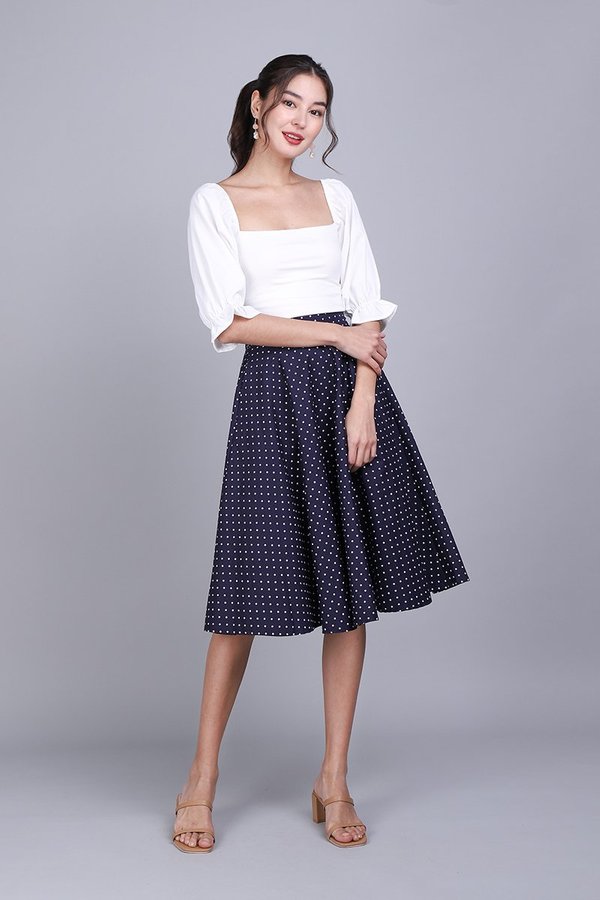 Poppy Skirt In Blue Dots
