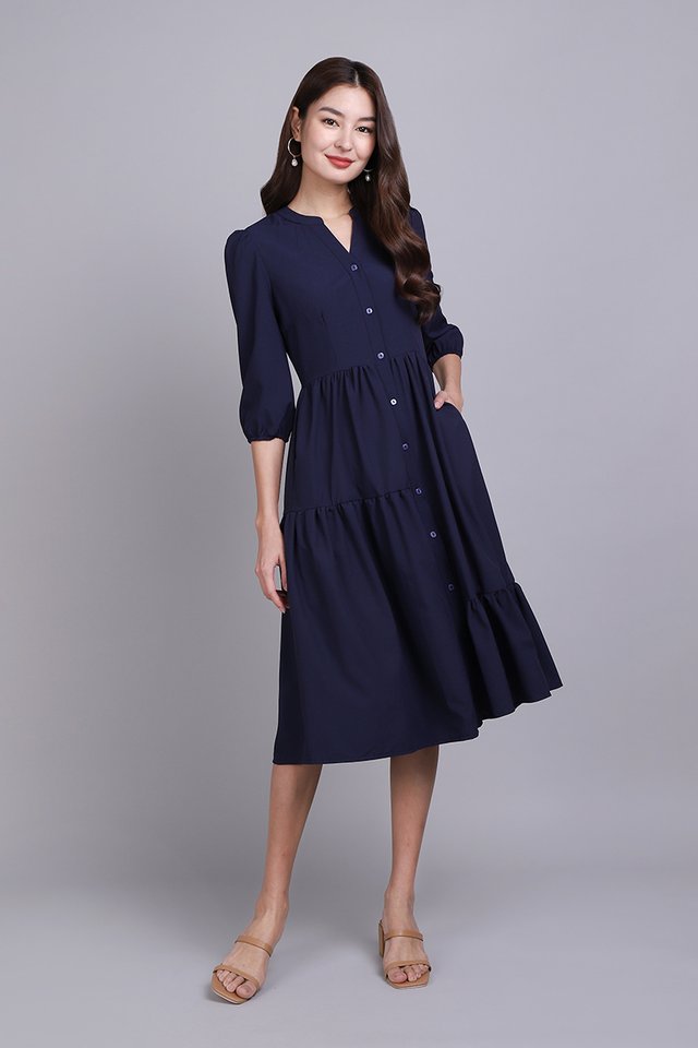 [BO] Naoko Dress In Navy Blue