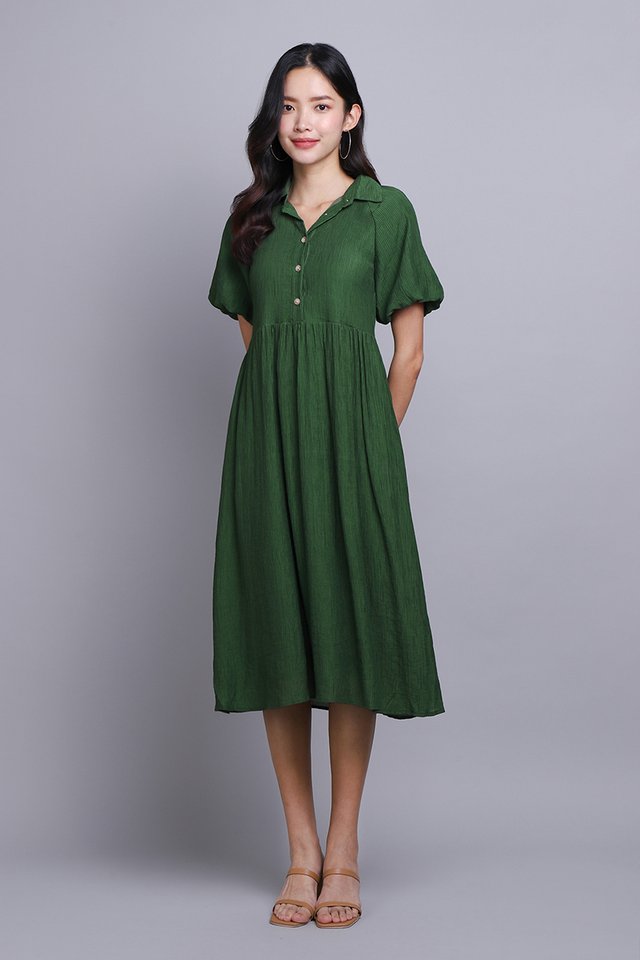 Camila Dress In Hunter Green