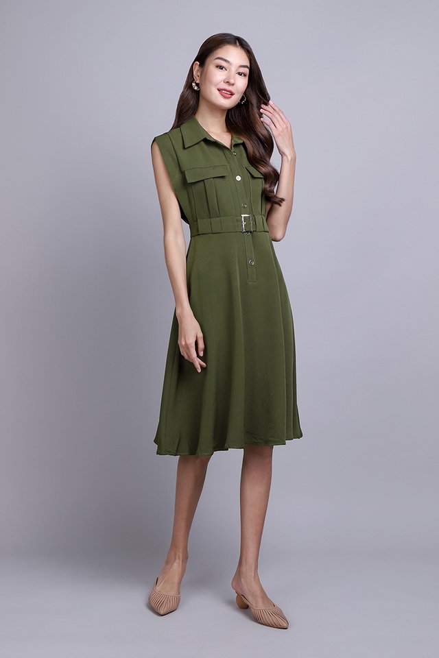 Ophelia Dress In Olive Green