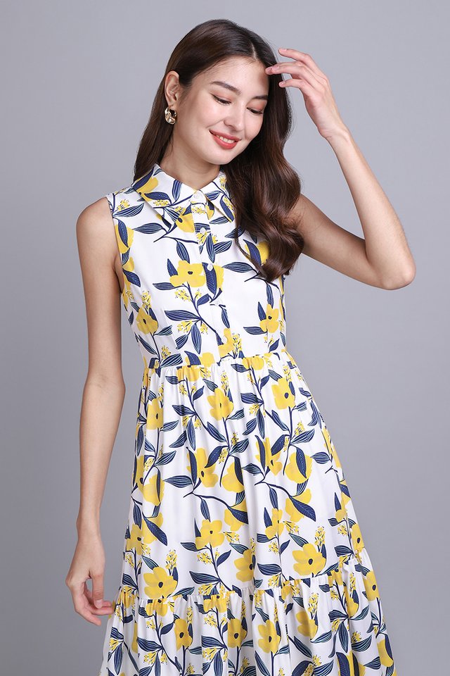 Milly Dress In Yellow Florals
