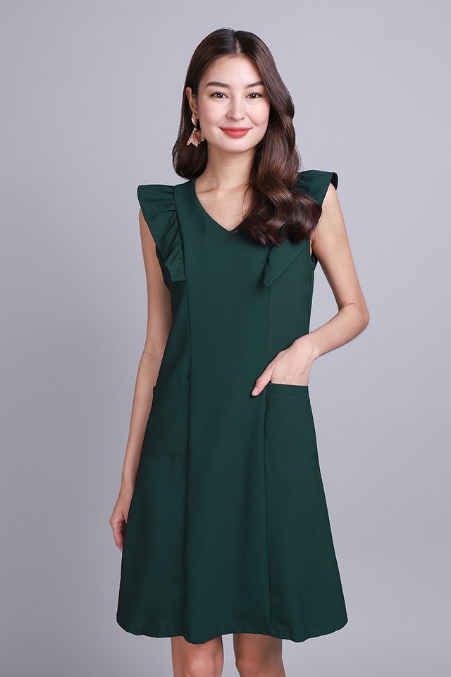 Portia Dress In Forest Green