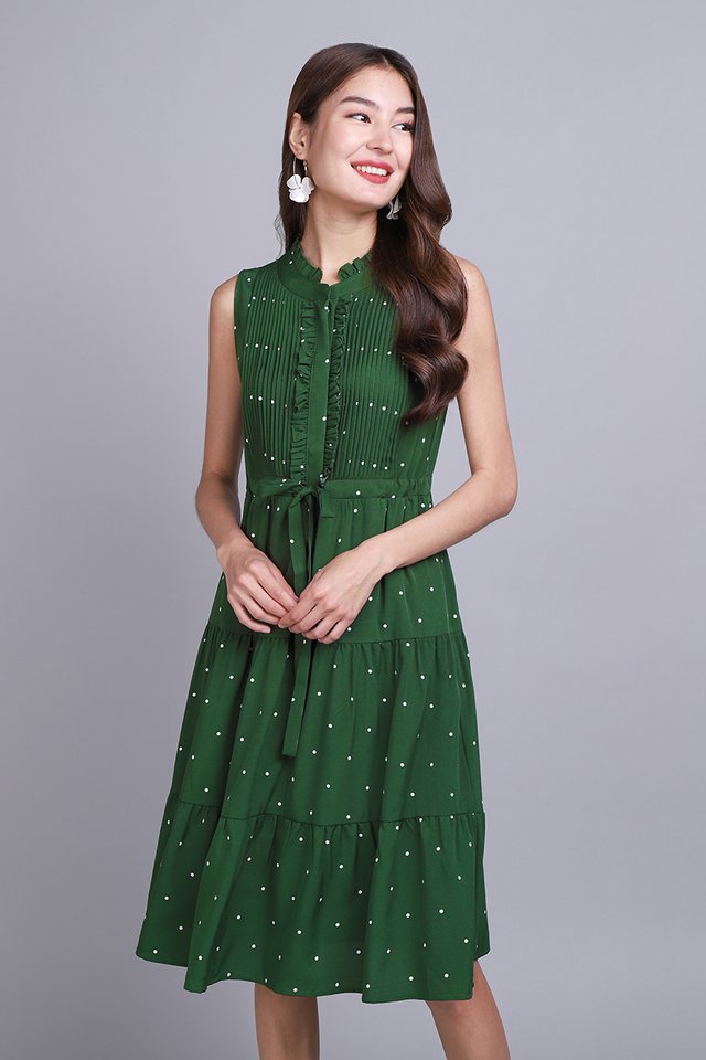 Tracy Dress In Green Dots