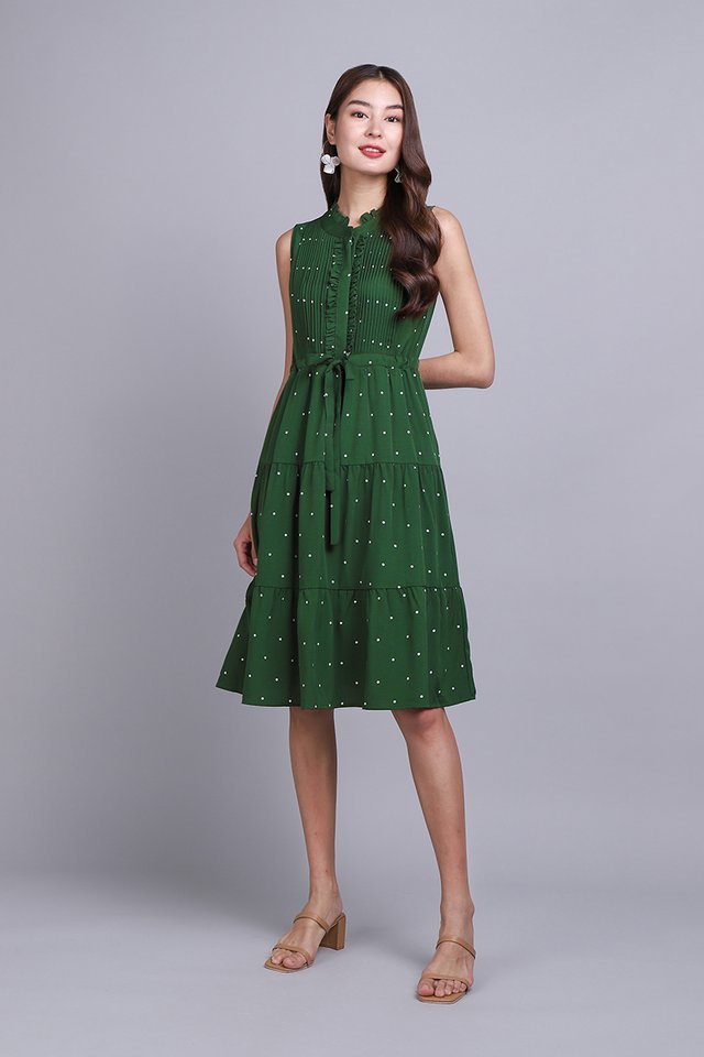 [BO] Tracy Dress In Green Dots