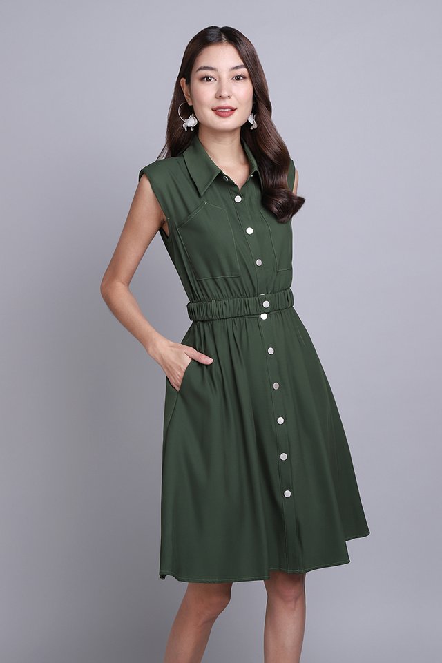 Yvonne Dress In Olive Green