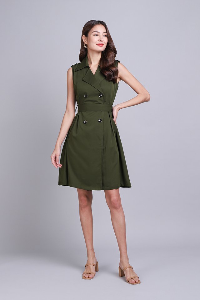 Madison Dress In Olive Green