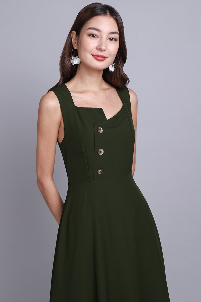 Washed olive cheap green dress