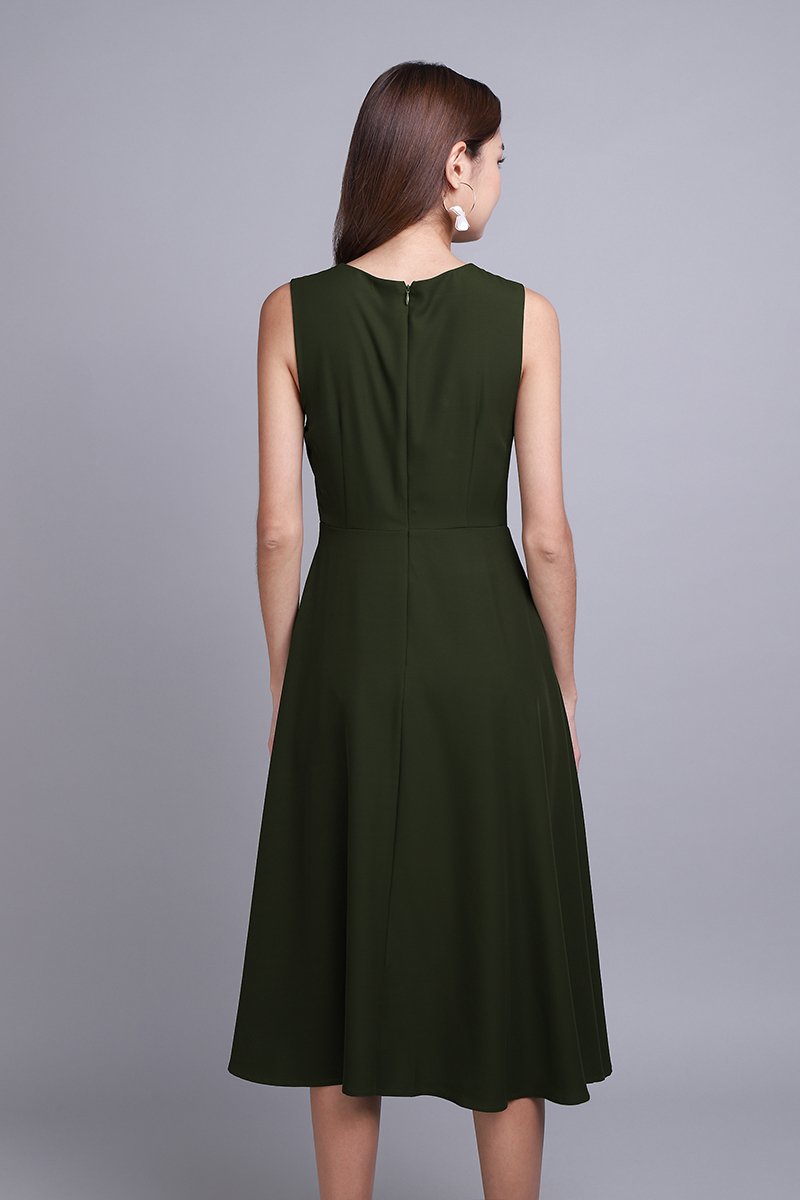 Olive Green Flare Dress