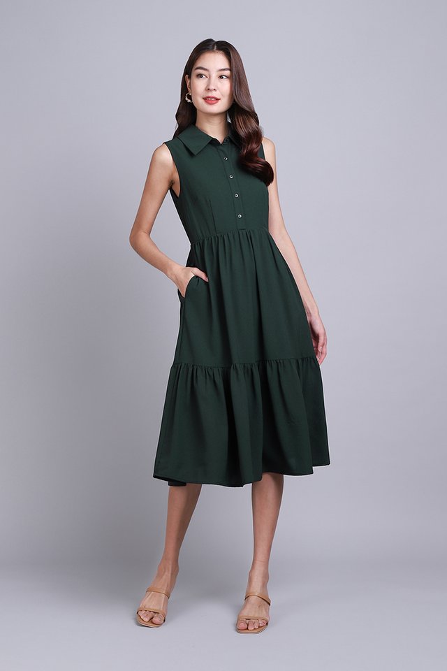 Milly Dress In Forest Green