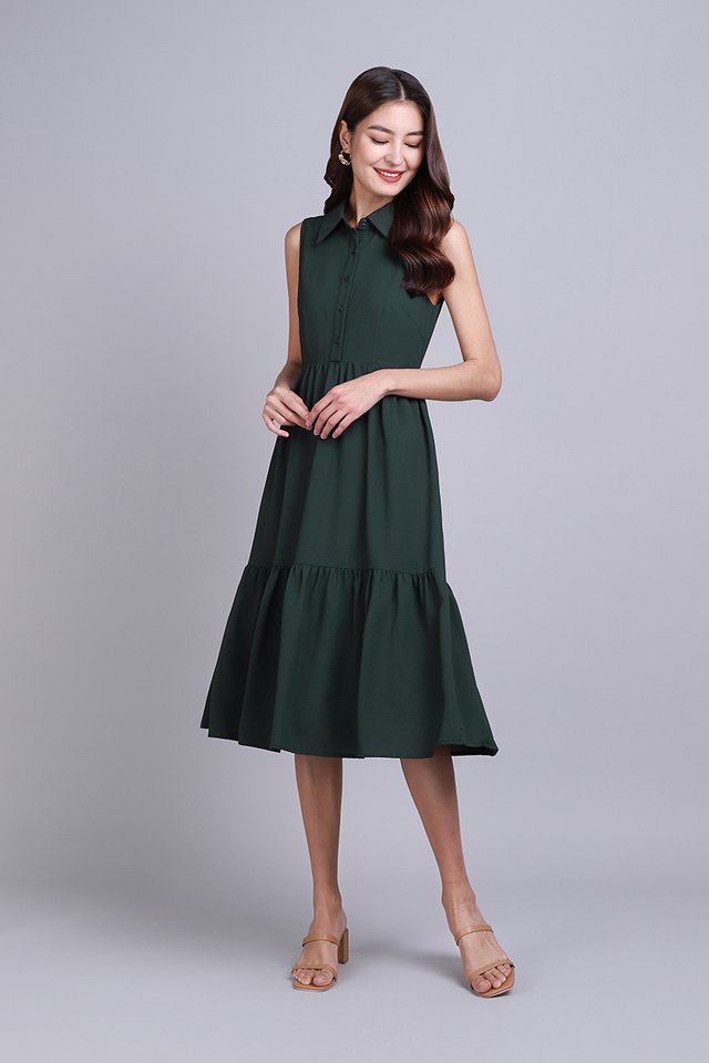 Milly Dress In Forest Green