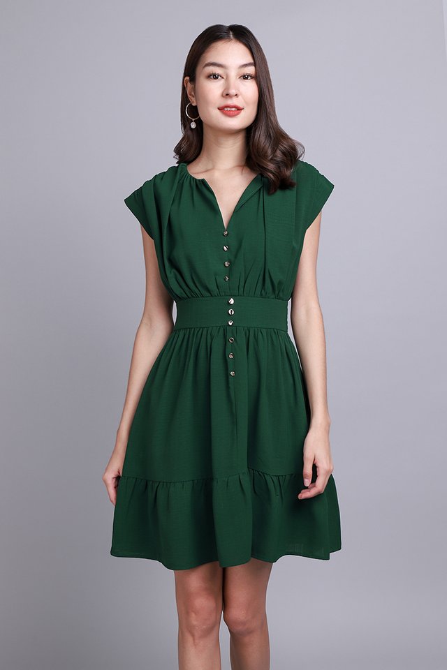 Quincy Dress In Forest Green