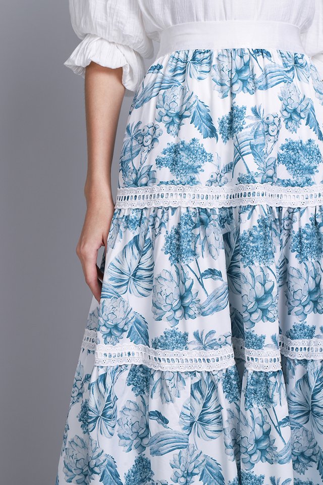 Vanya Skirt In Teal Florals