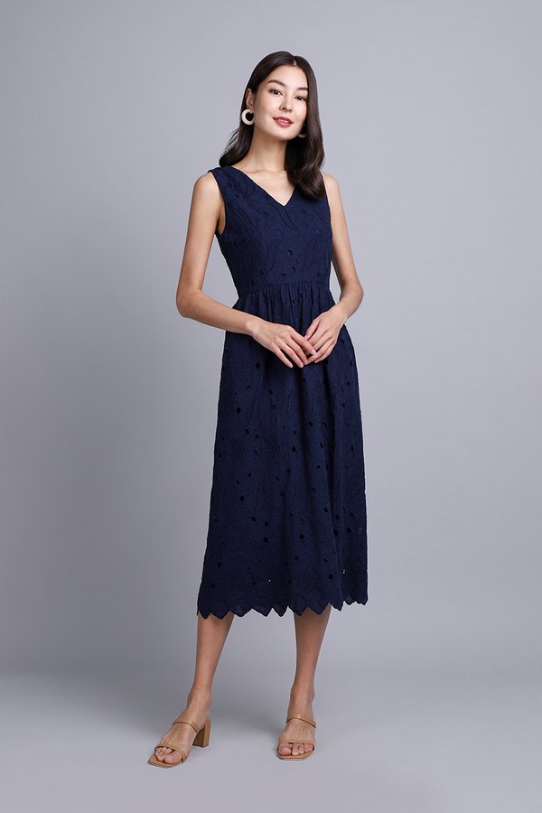 Eliana Dress In Navy Blue