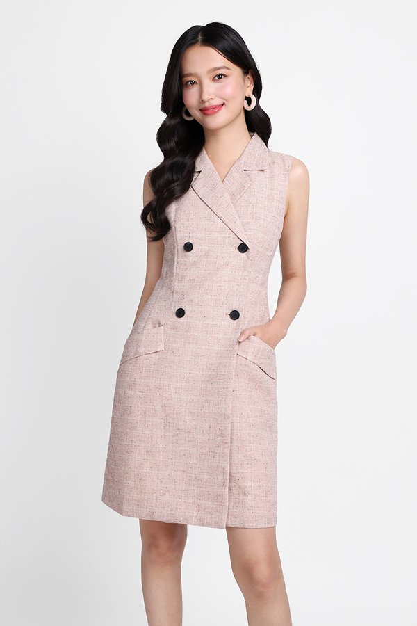 Tiara Dress In Pink Stone