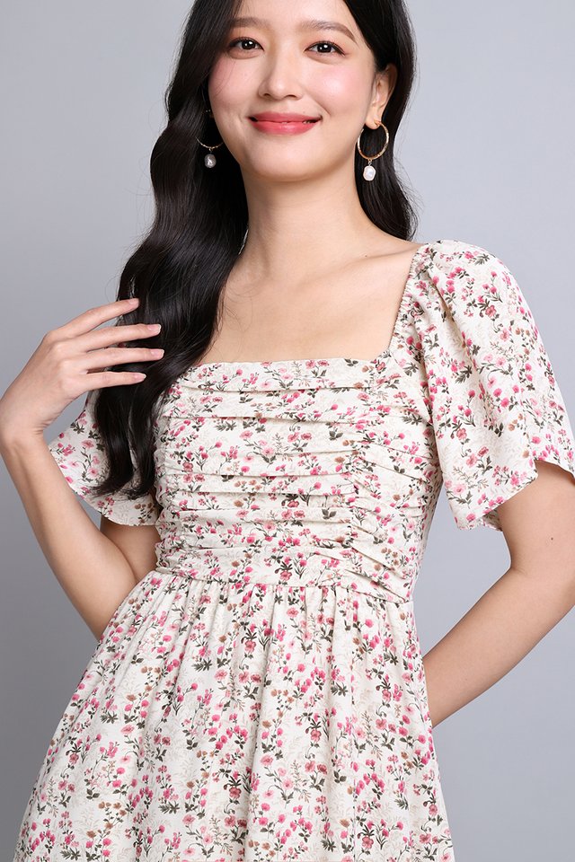 Nina Dress In Ivory Florals