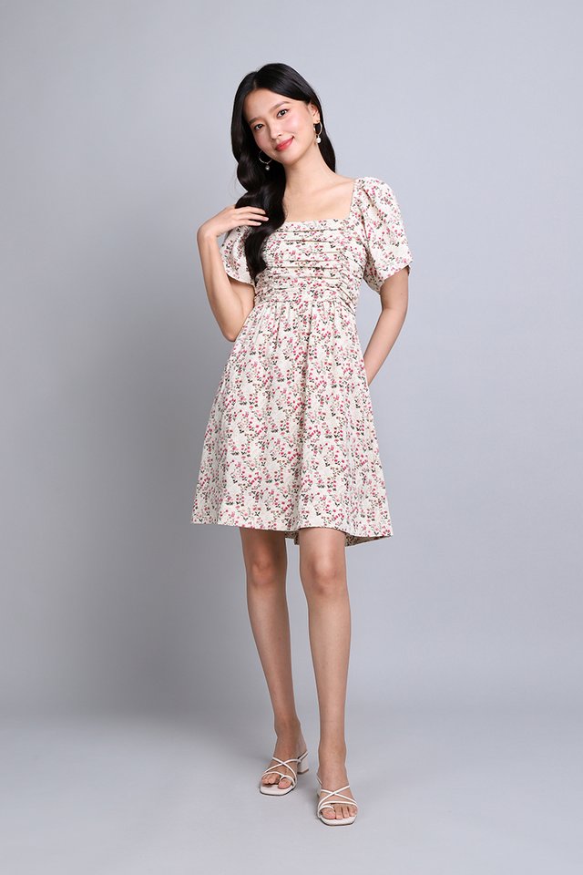 Nina Dress In Ivory Florals