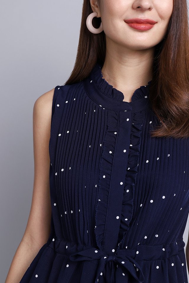 Tracy Dress In Navy Dots