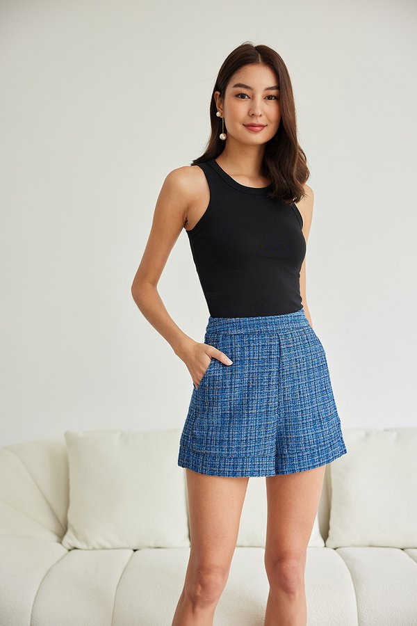 Kendra Shorts In Blue Tweed