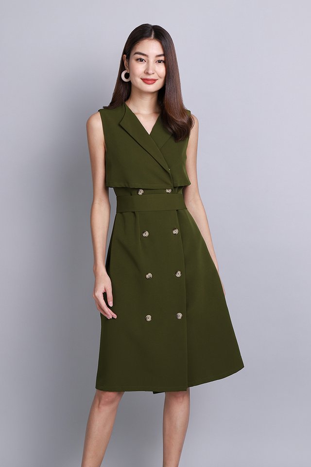 Leda Dress In Olive Green