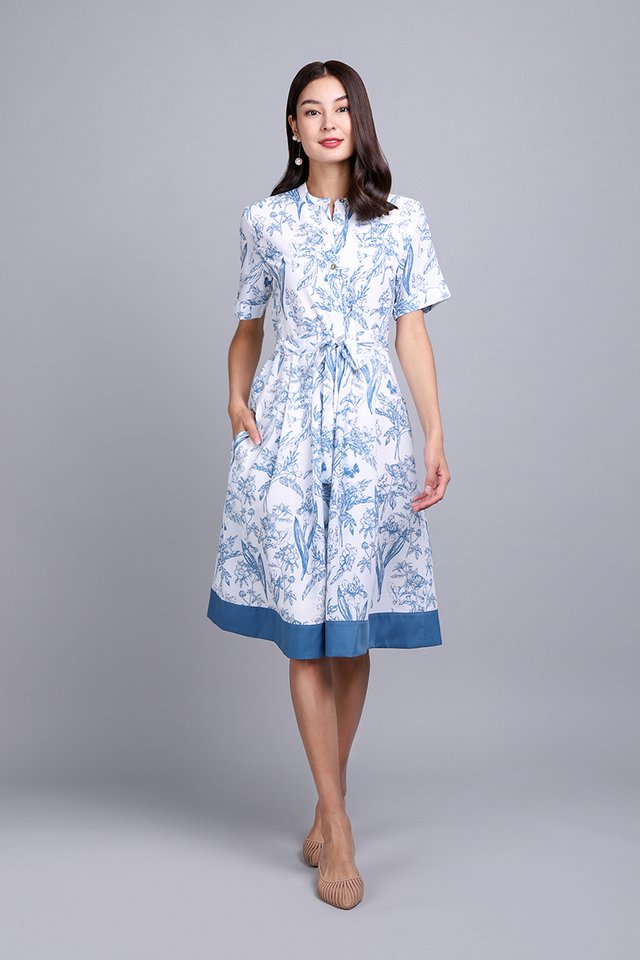 Amandine Dress In Blue Prints