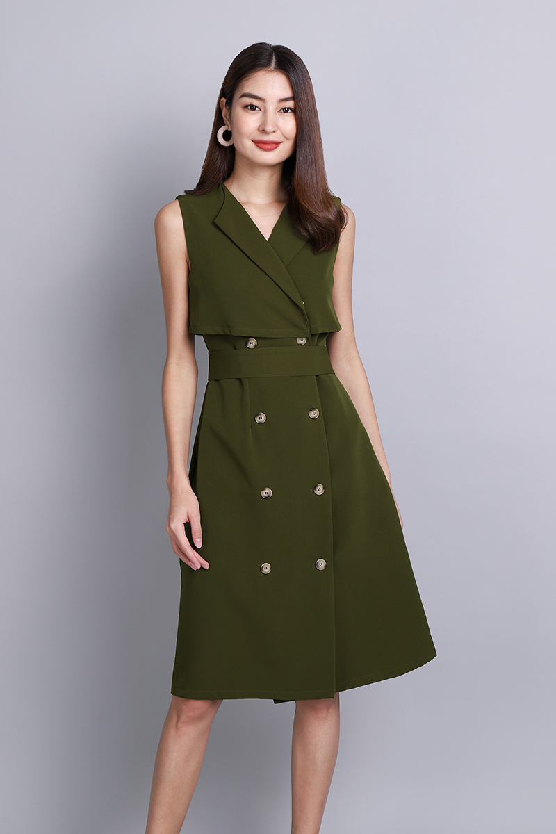 Leda Dress In Olive Green | LilyPirates