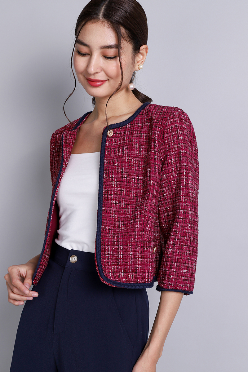 Artemis Jacket In Burgundy Tweed LilyPirates