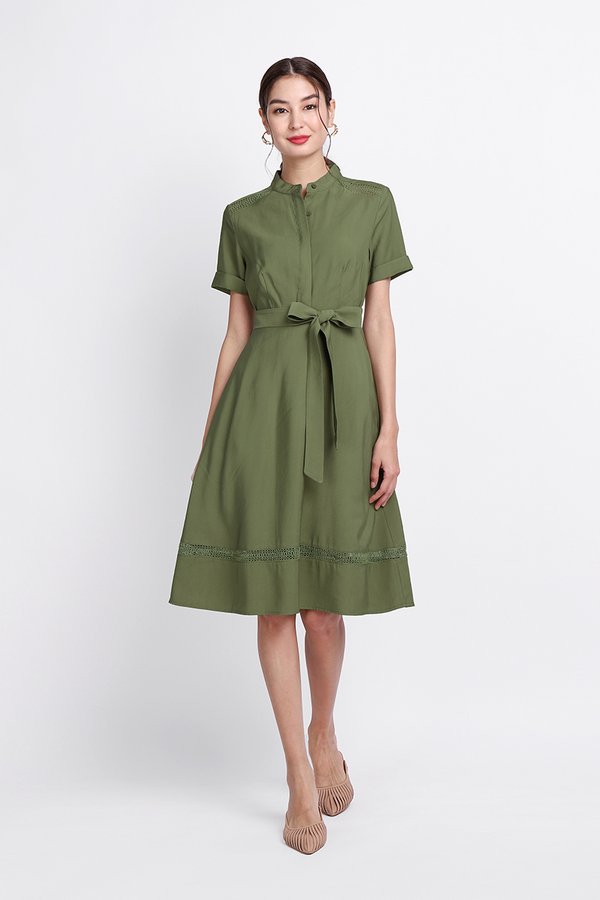 Sapphira Dress In Olive Green