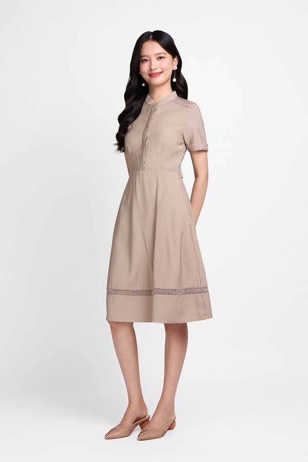 Sapphira Dress In Warm Taupe