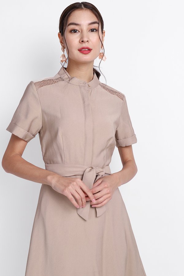 Sapphira Dress In Warm Taupe