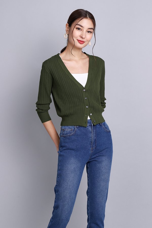 Kennedy Cardigan In Olive Green