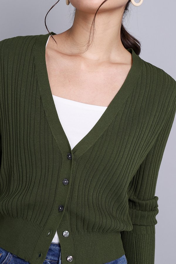 Kennedy Cardigan In Olive Green