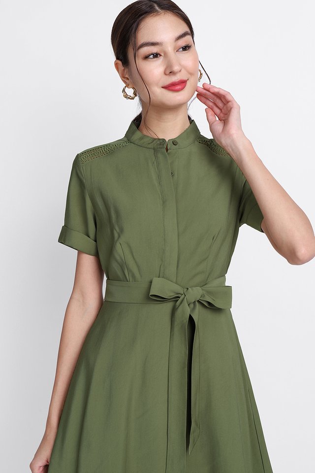 Sapphira Dress In Olive Green