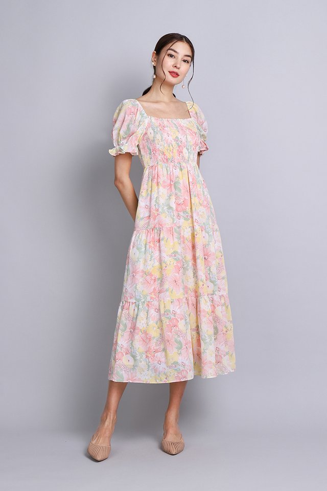 Marley Dress In Pink Yellow Florals