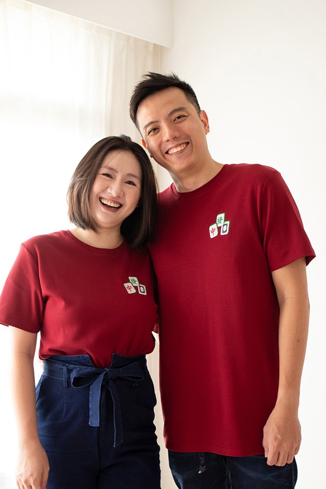 Mahjong Club Unisex Top In Wine Red