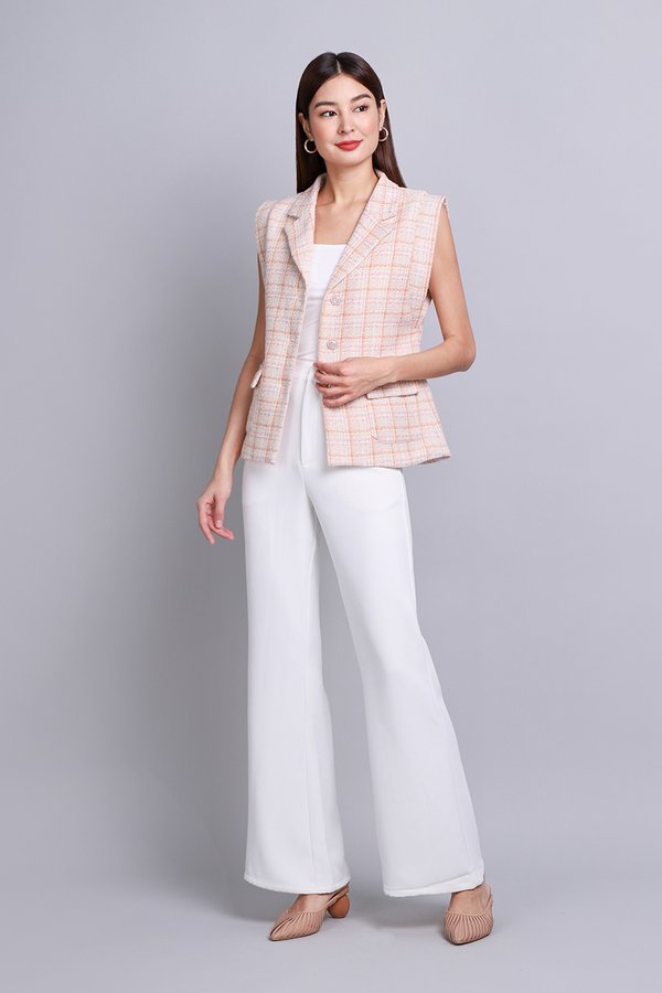 Adelaide Top In Pink Orange Tweed
