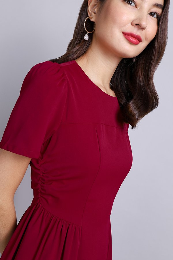 Dione Dress In Wine Red