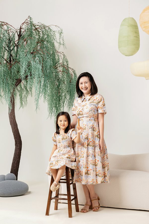 Hazel Girl Dress In Sky Garden