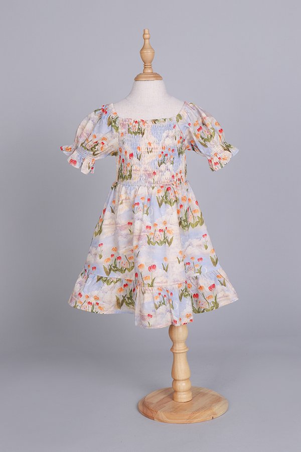 Hazel Girl Dress In Sky Garden