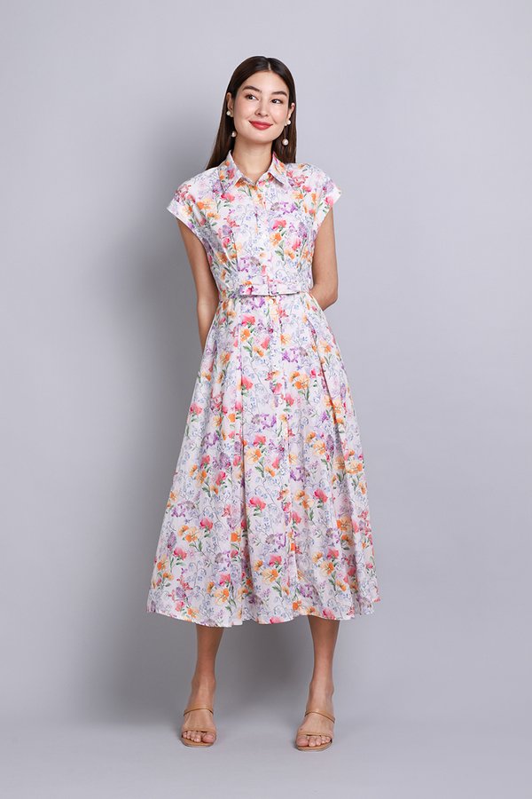 Nora Dress In Tangerine Florals