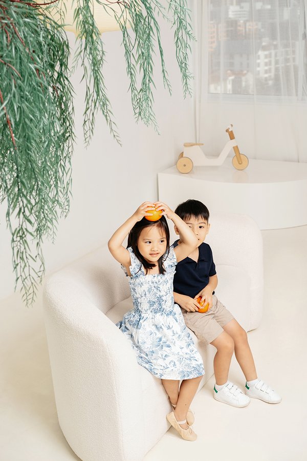 Skylar Girl Dress In Dark Porcelain
