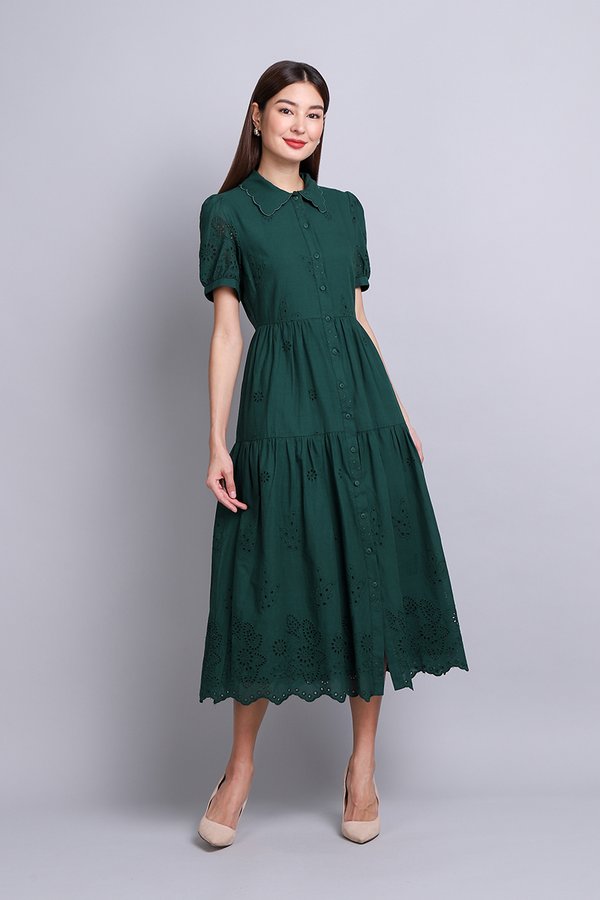 Celine Dress In Forest Green