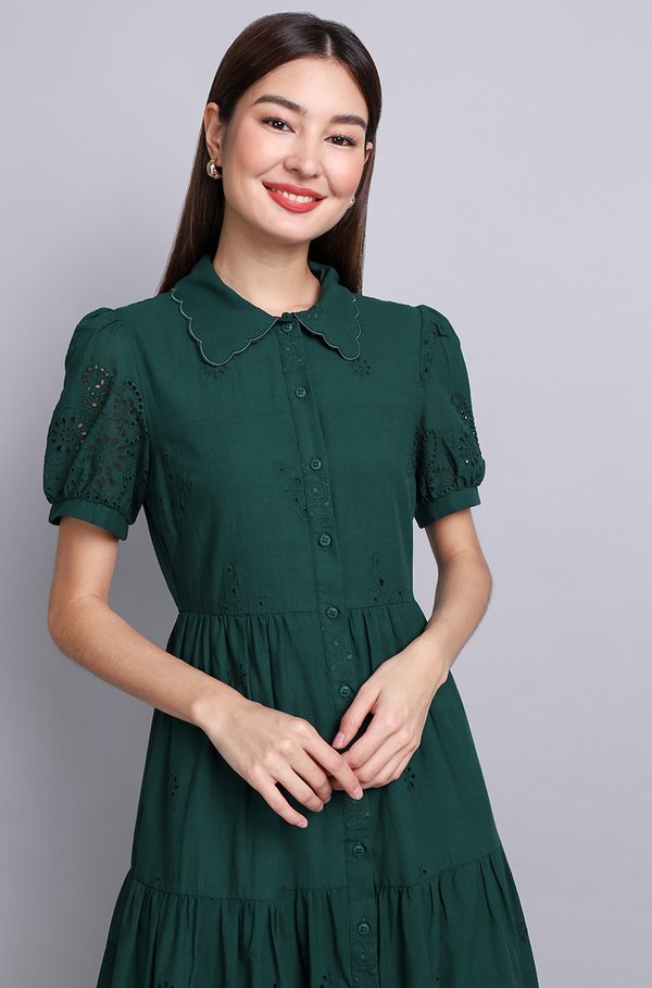 Celine Dress In Forest Green