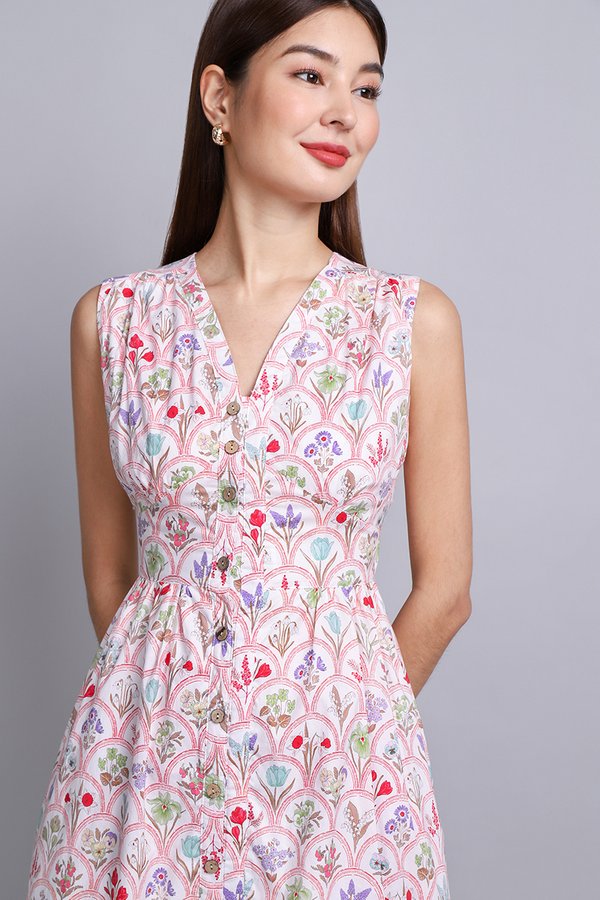 Elyna Dress In Red Florals