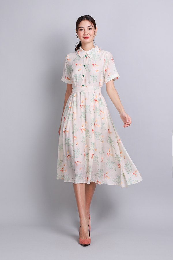 Michel Dress In Goldfish Prints