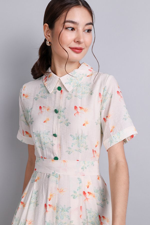 Michel Dress In Goldfish Prints