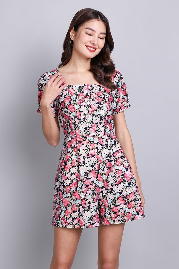 Yumi Romper In Pink Florals