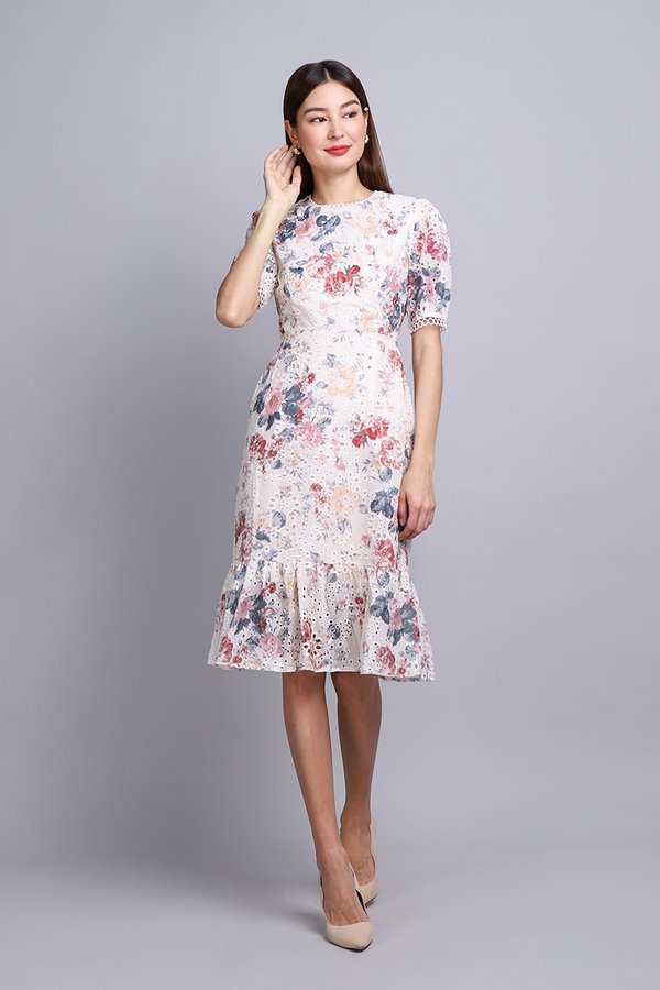 Peony Dress In Cream Florals